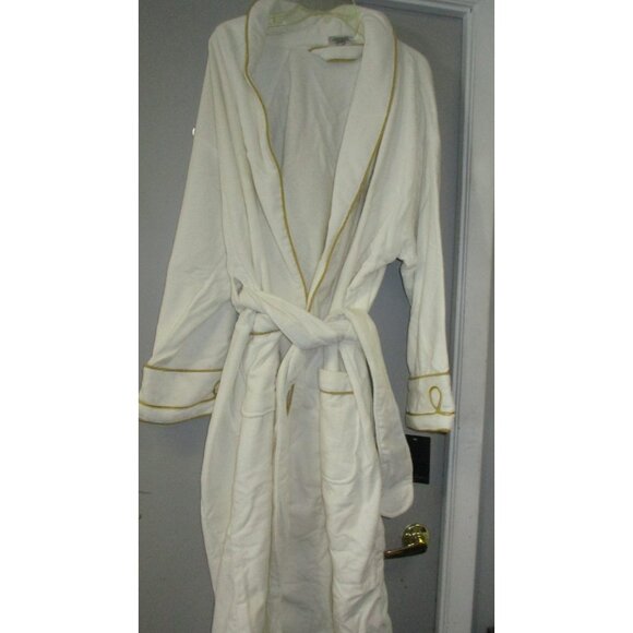 Sean John Men's Terry Robe White/Gold Trim White One Size NWD!!! - Picture 1 of 3